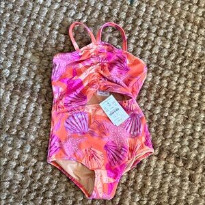 Crewcuts Vibrant Pink and Orange Seashell One Piece